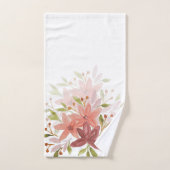 ワイルドフラワーウォーターカラー赤面、ブルゴーニュ、グリーン バスタオルセット (ハンドタオル)