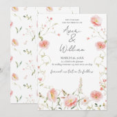 ワイルドフラワーウォーターモダンカラーボホ結婚ズ セーブザデート (正面/裏面)