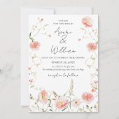 ワイルドフラワーウォーターモダンカラーボホ結婚ズ 招待状 (正面)