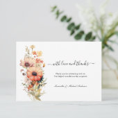 ワイルドフラワーウォーター結婚カラーサンキューカード サンキューカード (スタンド正面)