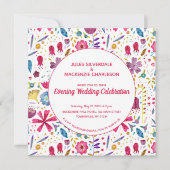 ワイルドフラワーウォーター結婚カラー夕べ披露宴 招待状 (正面)