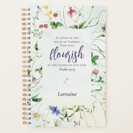 ワイルドフラワーウォーター聖なる書物、 経典 パーソナライズされた プランナー手帳 (正面)