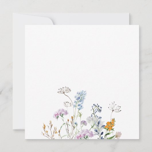 ワイルドフラワーウォーター色のベビー散布 招待状 (裏面)