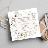 ワイルドフラワーウォーター色のベビー散布 招待状