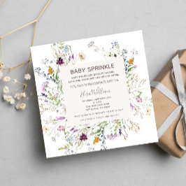 ワイルドフラワーウォーター色のベビー散布 招待状