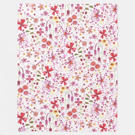 ワイルドフラワーウォーター色 フリースブランケット (正面)