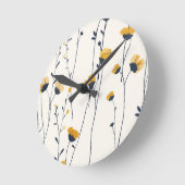 ワイルドフラワーウォールクロック、フローラクロック、植物壁 ラウンド壁時計 (傾斜)