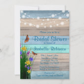 ワイルドフラワーウッドブライダルシャワーデザイン 招待状 (正面)