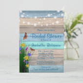 ワイルドフラワーウッドブライダルシャワーデザイン 招待状 (スタンド正面)