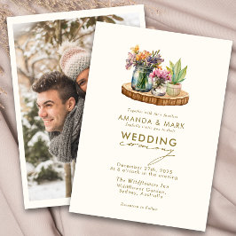 ワイルドフラワーウッドメイソンジャースボホボヘミ結婚アン 招待状