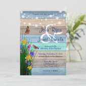 ワイルドフラワーウッド結婚ズデザイン 招待状 (スタンド正面)