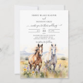 ワイルドフラワーウマ絵を描ーズ素朴カントリー結婚式 招待状 (正面)