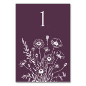 ワイルドフラワーエレガンス結婚のテーブルカード テーブルナンバー (裏面)