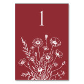 ワイルドフラワーエレガンス結婚のテーブルカード テーブルナンバー (裏面)