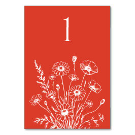 ワイルドフラワーエレガンス結婚のテーブルカード テーブルナンバー