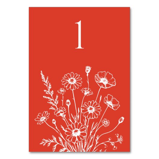 ワイルドフラワーエレガンス結婚のテーブルカード テーブルナンバー (正面)