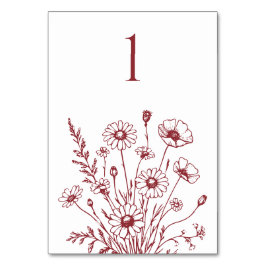 ワイルドフラワーエレガンス結婚のテーブルカード テーブルナンバー