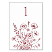 ワイルドフラワーエレガンス結婚のテーブルカード テーブルナンバー (裏面)