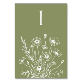 ワイルドフラワーエレガンス結婚のテーブルカード テーブルナンバー