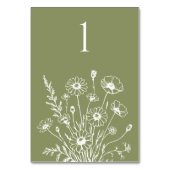 ワイルドフラワーエレガンス結婚のテーブルカード テーブルナンバー (裏面)