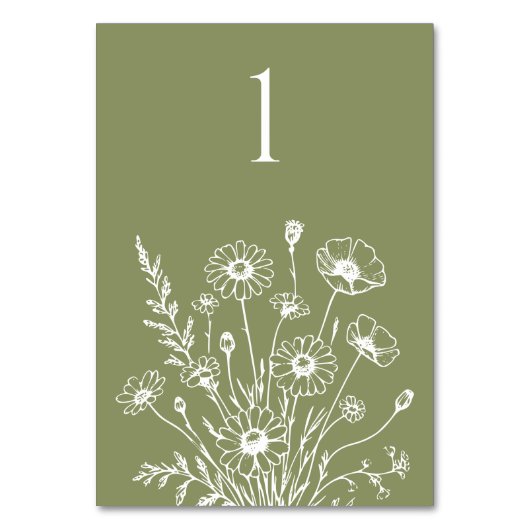 ワイルドフラワーエレガンス結婚のテーブルカード テーブルナンバー (正面)