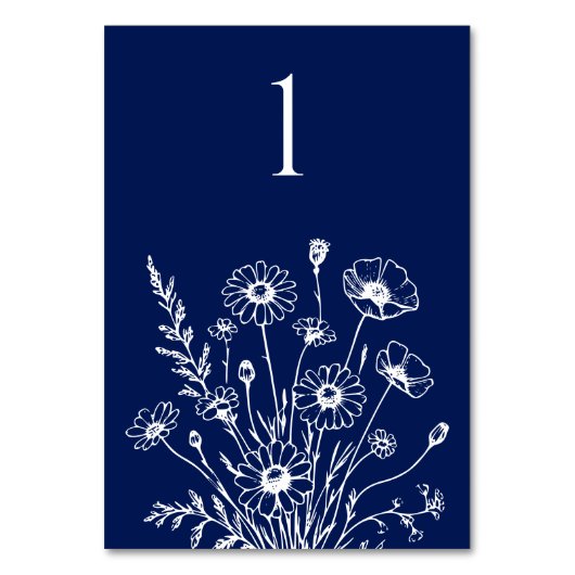 ワイルドフラワーエレガンス結婚のテーブルカード テーブルナンバー (正面)