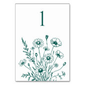 ワイルドフラワーエレガンス結婚のテーブルカード テーブルナンバー (裏面)