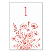 ワイルドフラワーエレガンス結婚のテーブルカード テーブルナンバー (裏面)