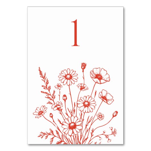 ワイルドフラワーエレガンス結婚のテーブルカード テーブルナンバー (正面)