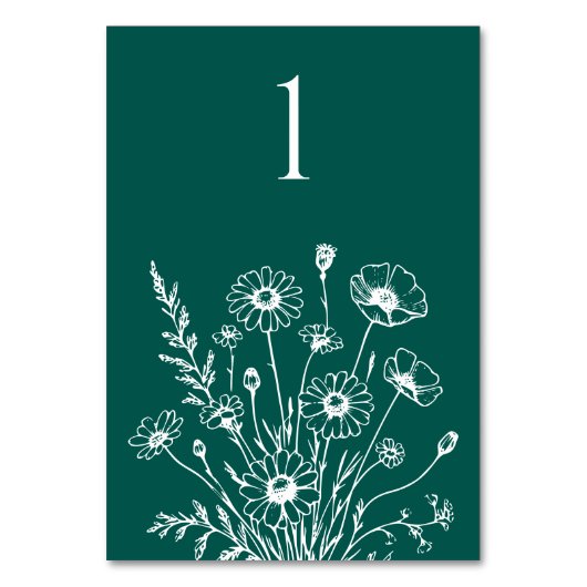 ワイルドフラワーエレガンス結婚のテーブルカード テーブルナンバー (正面)