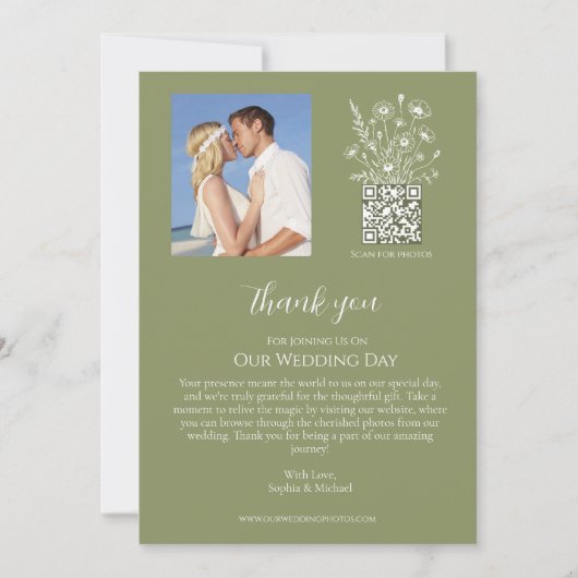 ワイルドフラワーエレガンス結婚の感謝 –  招待状 (正面)