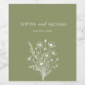 ワイルドフラワーエレガンス結婚の ワインラベル (シングルラベル)