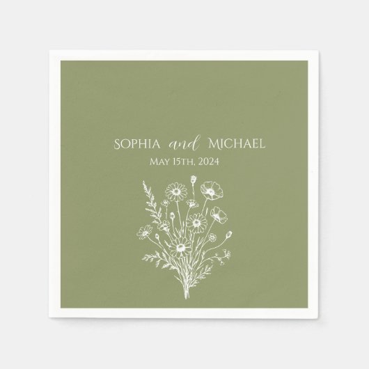 ワイルドフラワーエレガンス結婚ズ – ナプキンス スタンダードカクテルナプキン (正面)