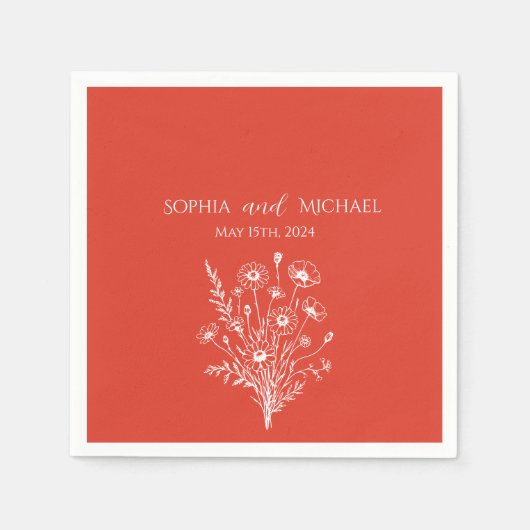 ワイルドフラワーエレガンス結婚ズ – ナプキンス スタンダードカクテルナプキン (正面)