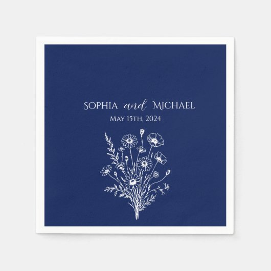 ワイルドフラワーエレガンス結婚ズ – ナプキンス スタンダードカクテルナプキン (正面)