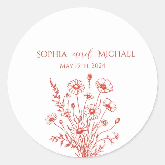 ワイルドフラワーエレガンス結婚式用シール ラウンドシール (正面)