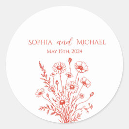 ワイルドフラワーエレガンス結婚式用シール ラウンドシール