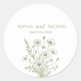 ワイルドフラワーエレガンス結婚式用シール ラウンドシール