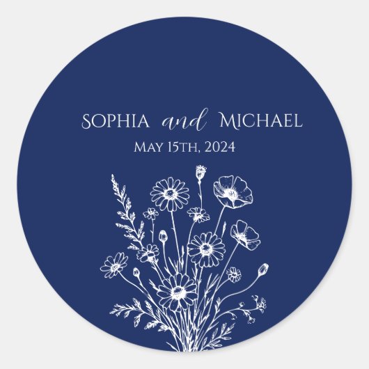 ワイルドフラワーエレガンス結婚式用シール ラウンドシール (正面)