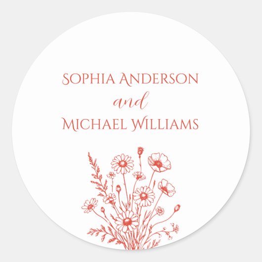 ワイルドフラワーエレガンス – 結婚式用シール ラウンドシール (正面)