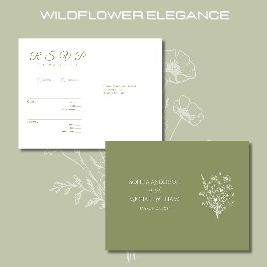 ワイルドフラワーエレガンス – RSVP-結婚s – ポストカード