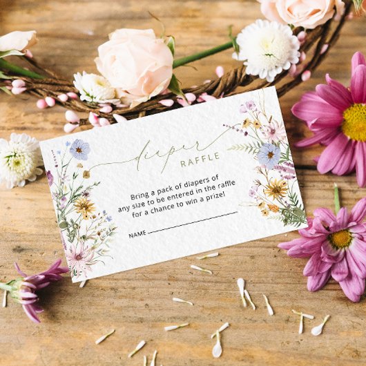ワイルドフラワーエレガントおむつラッフル囲いカード エンクロージャーカード