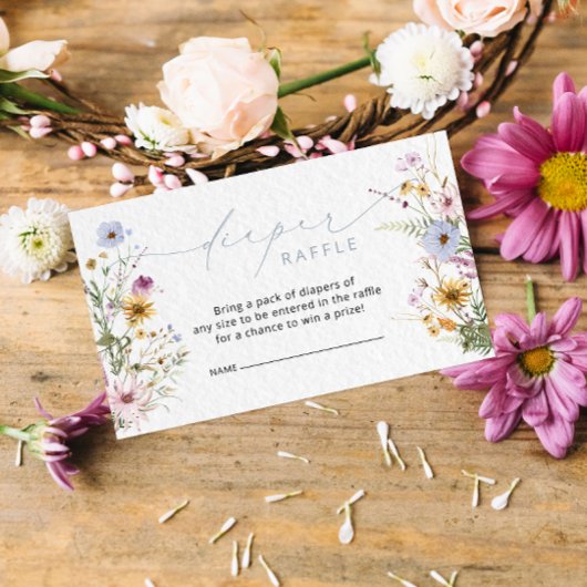 ワイルドフラワーエレガントおむつラッフル囲いカード エンクロージャーカード