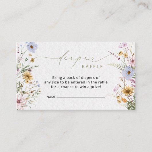 ワイルドフラワーエレガントおむつラッフル囲いカード エンクロージャーカード (正面)