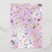 ワイルドフラワーエレガントお洒落ピンクフォイル招待状 箔招待状 (裏面)