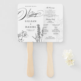 ワイルドフラワーエレガントな結婚式プログラム ハンドファン