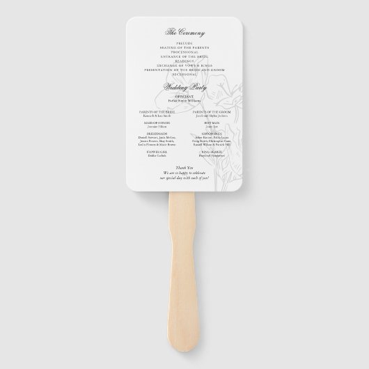 ワイルドフラワーエレガントな結婚式プログラム ハンドファン (裏面)