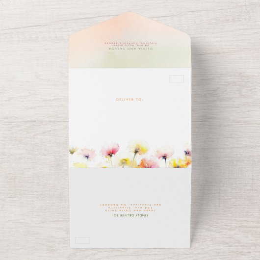 ワイルドフラワーエレガントな結婚式 オールインワン招待状 (外側)