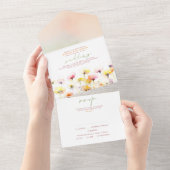 ワイルドフラワーエレガントな結婚式 オールインワン招待状 (貼ってはがせる)
