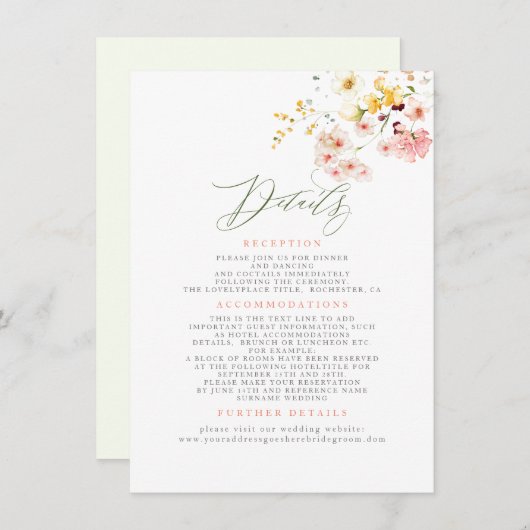 ワイルドフラワーエレガントな結婚情報 エンクロージャーカード (正面/裏面)